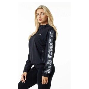 ALPHALETE Women’s EXP Tech Windbreaker- Black Matter, Size Medium